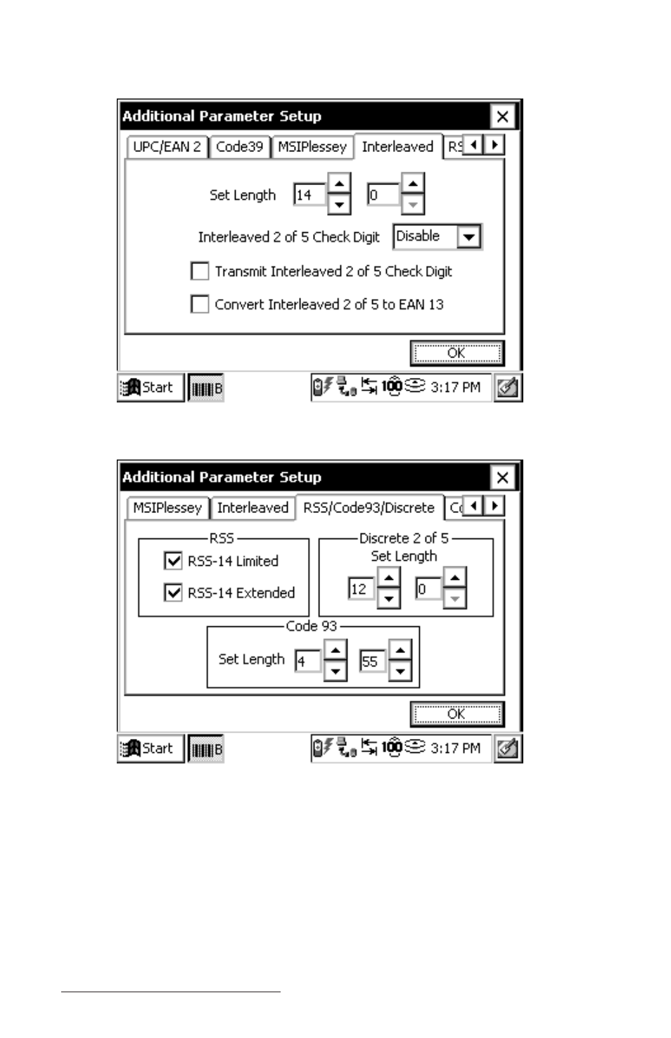 Interleaved, Rss/code93/discrete | Juniper Systems Allegro CE Manual User Manual | Page 262 / 292