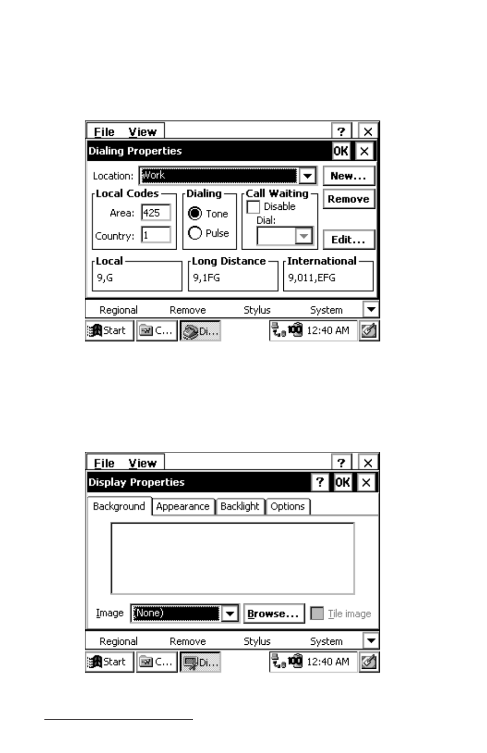Dialing, Display | Juniper Systems Allegro CE Manual User Manual | Page 74 / 292