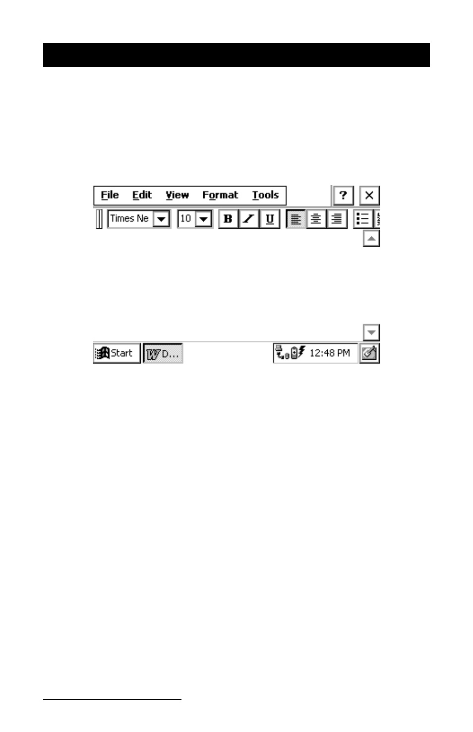 Pocket word, Command bar, Saving pocket word files | Juniper Systems Allegro DOS Manual User Manual | Page 152 / 274