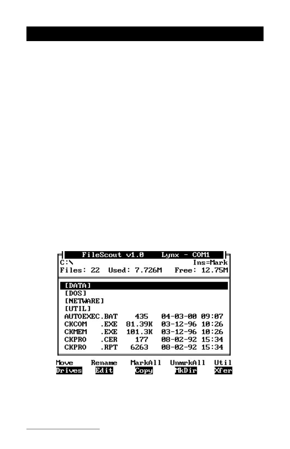 Filescout dos file manager | Juniper Systems Allegro DOS Manual User Manual | Page 172 / 274