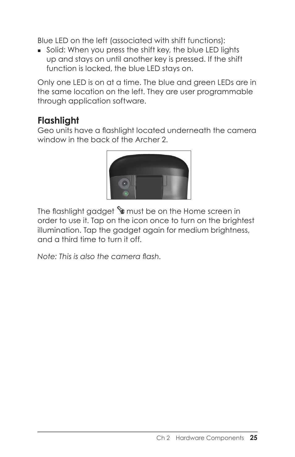 Flashlight | Juniper Systems Archer 2 User Guide User Manual | Page 29 / 133