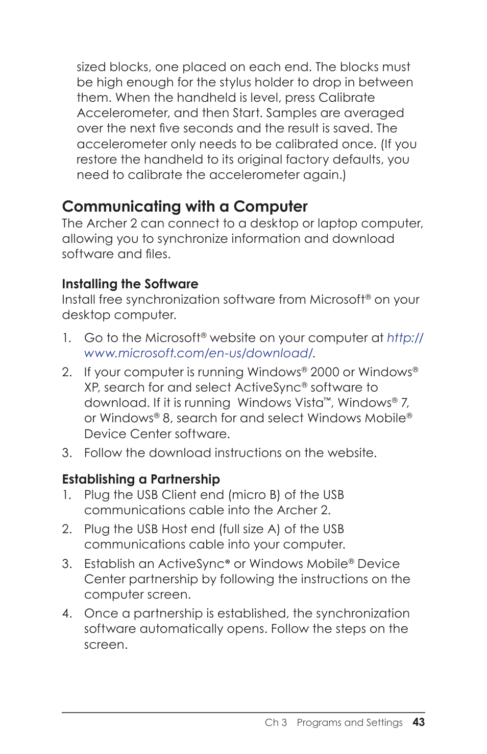 Communicating with a desktop computer, Communicating with a computer | Juniper Systems Archer 2 User Guide User Manual | Page 47 / 133