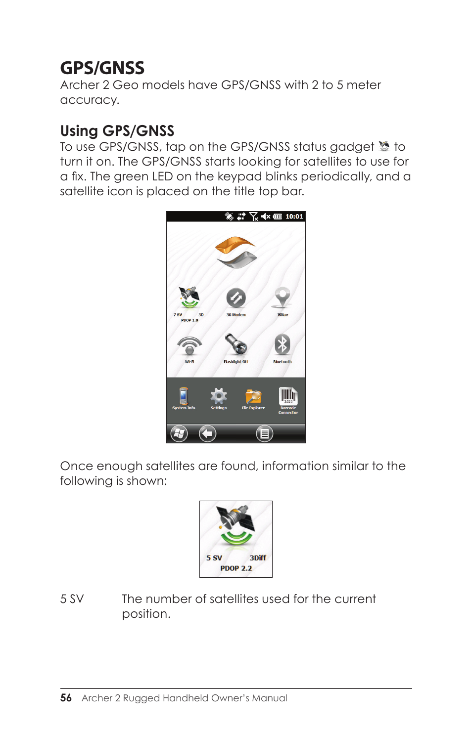 Using gps/gnss, Gps/gnss | Juniper Systems Archer 2 User Guide User Manual | Page 60 / 133