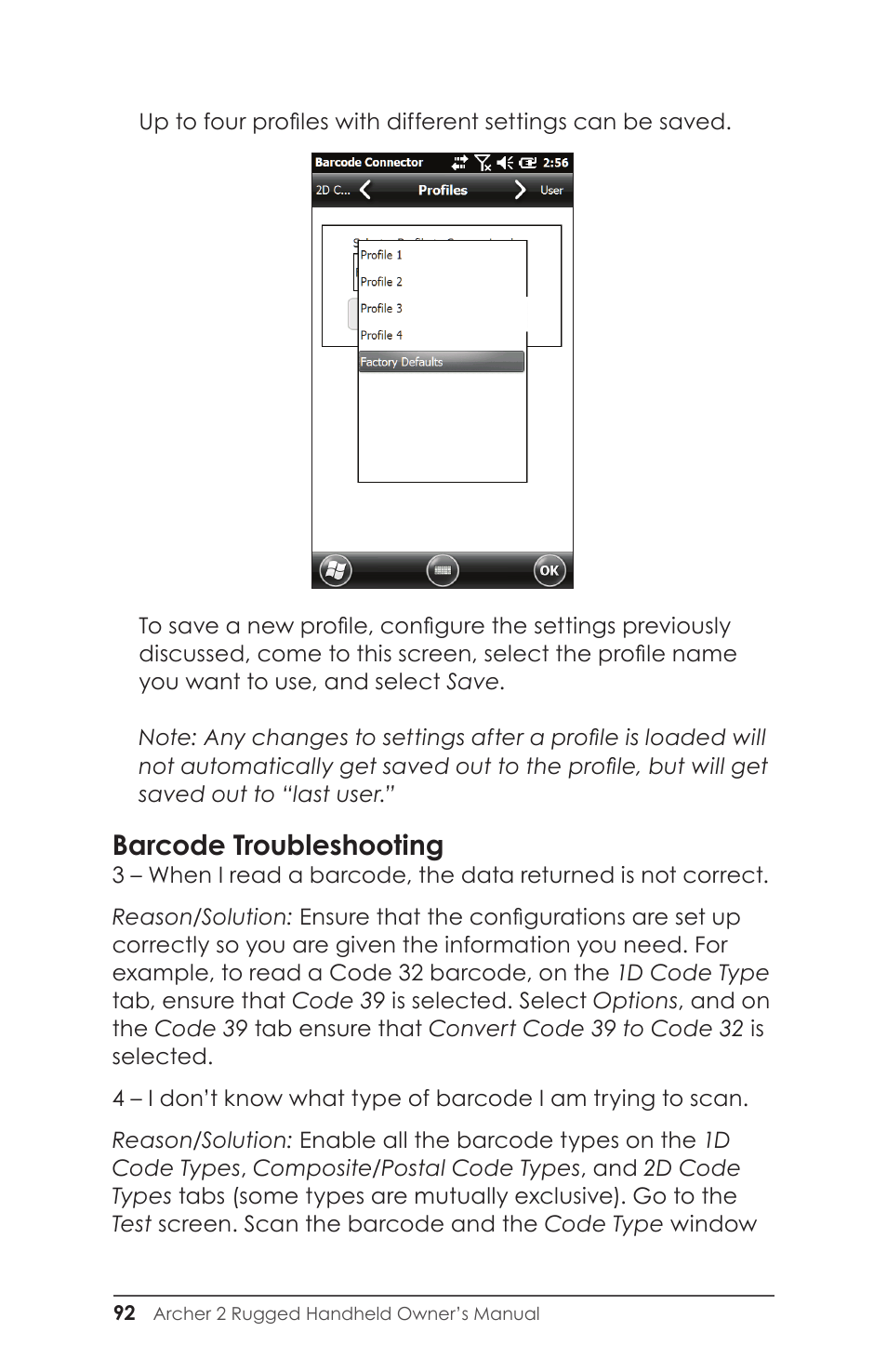 Barcode troubleshooting | Juniper Systems Archer 2 User Guide User Manual | Page 96 / 133