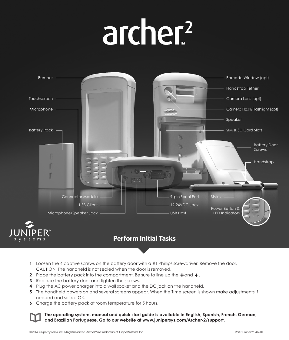 Juniper Systems Archer 2 Quick Start User Manual | 1 page