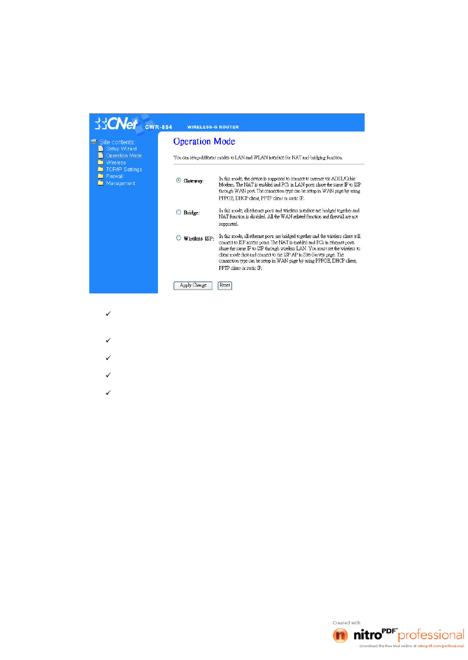 2 operation mode | CNET CWR-854 User Manual | Page 23 / 70