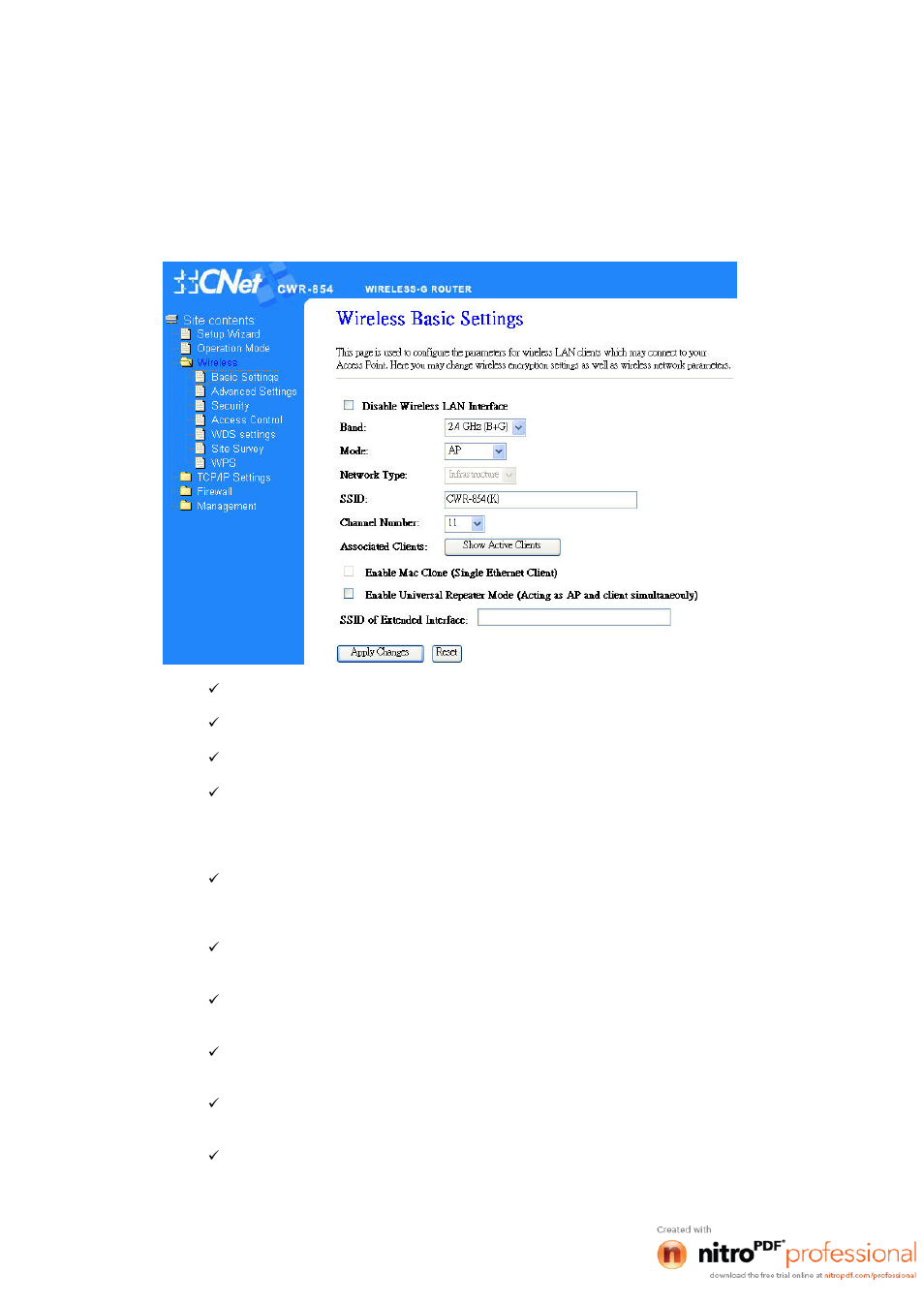 3 wireless, 1 basic settings | CNET CWR-854 User Manual | Page 24 / 70