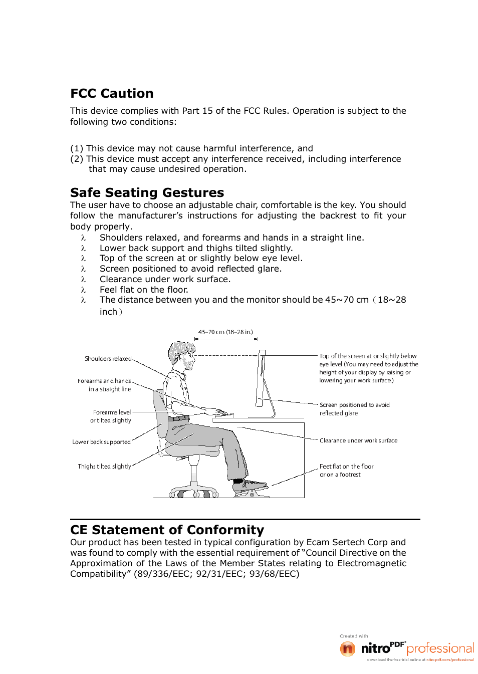 Fcc caution, Safe seating gestures, Ce statement of conformity | CNET CWR-854 User Manual | Page 3 / 70