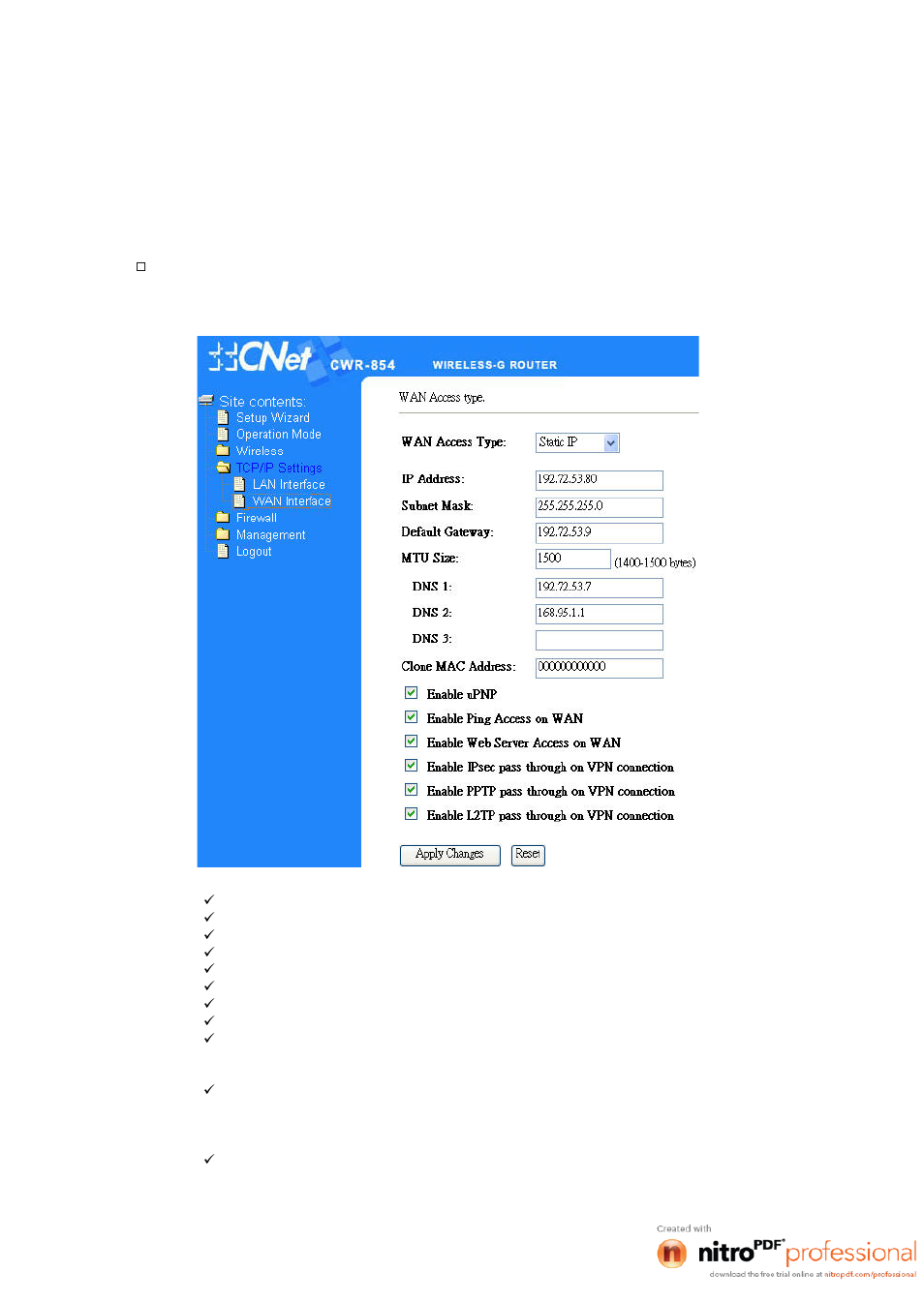 2 wan interface | CNET CWR-854 User Manual | Page 39 / 70