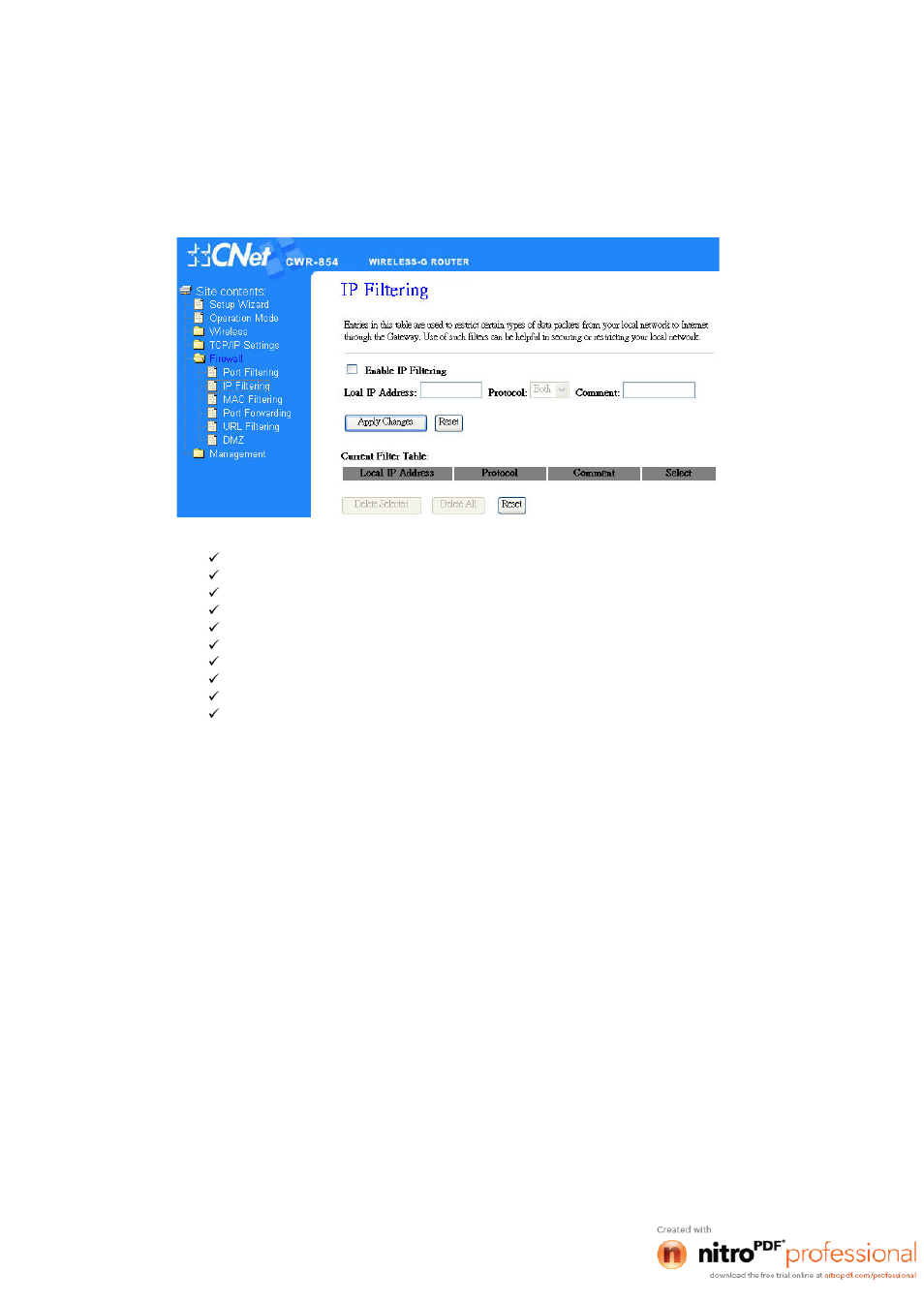 2 ip filtering | CNET CWR-854 User Manual | Page 48 / 70