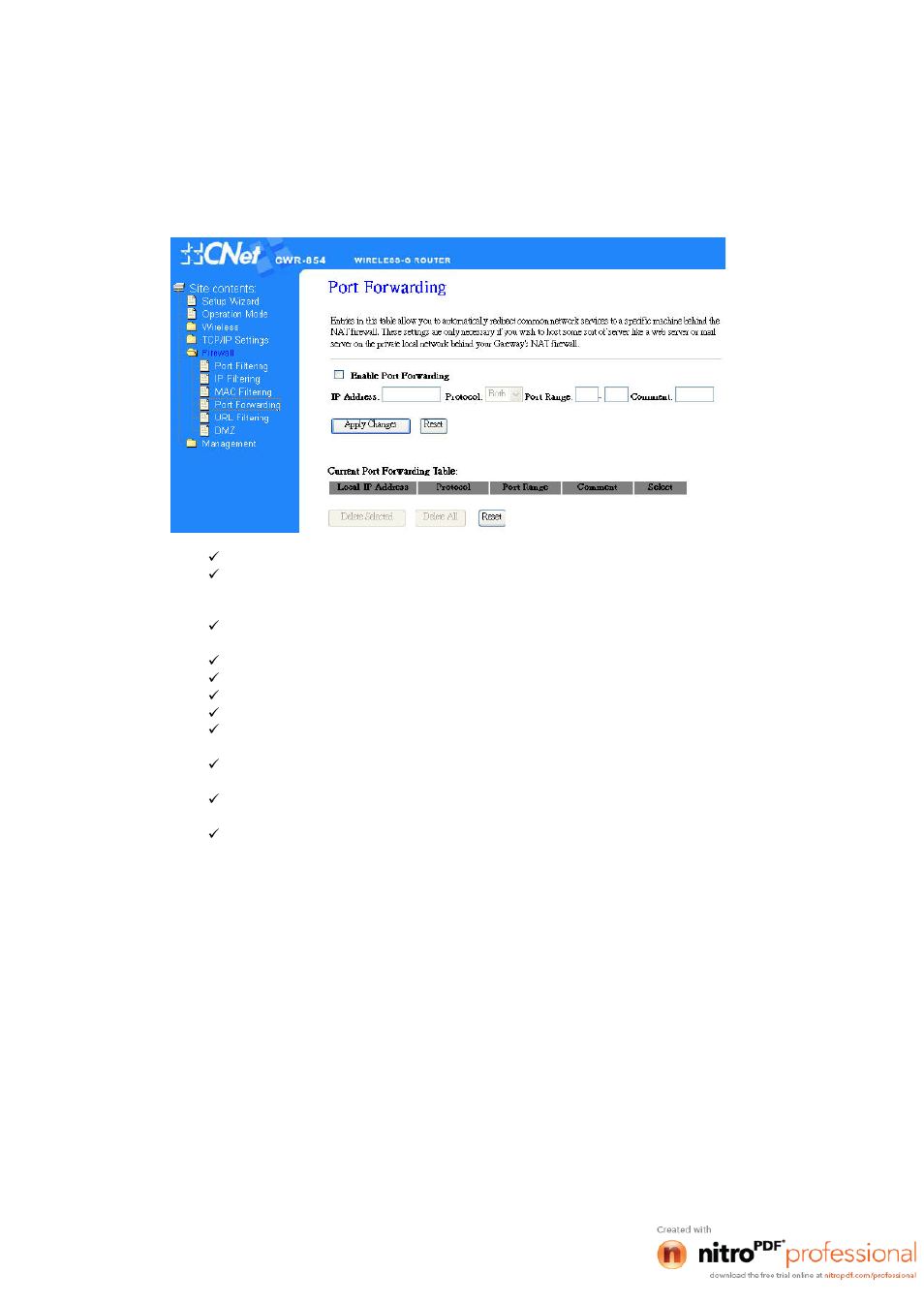 4 port forwarding | CNET CWR-854 User Manual | Page 50 / 70