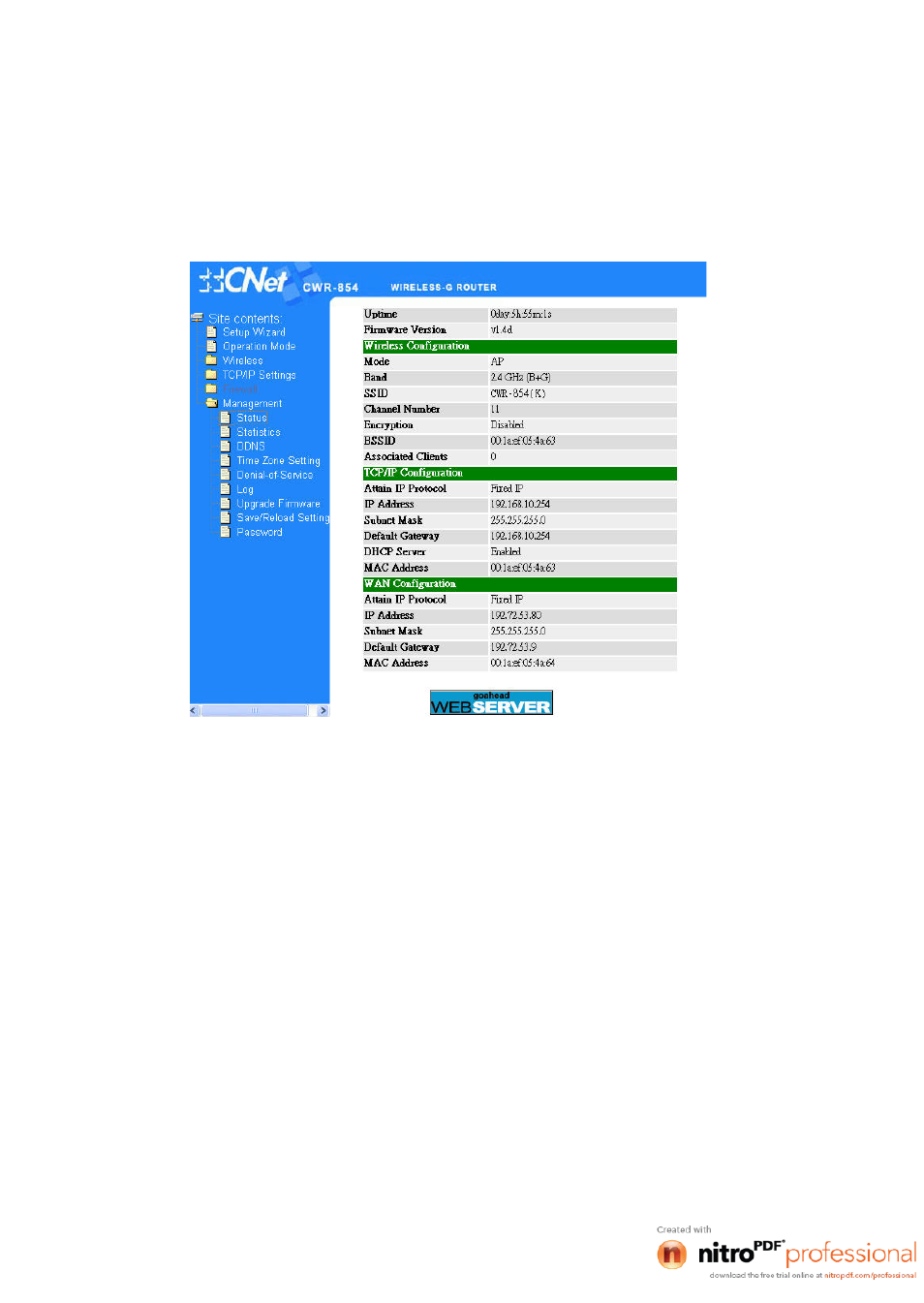 6 management, 1 status | CNET CWR-854 User Manual | Page 53 / 70