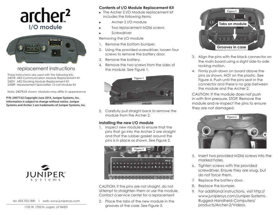 Juniper Systems I/O module Archer 2 User Manual | 1 page