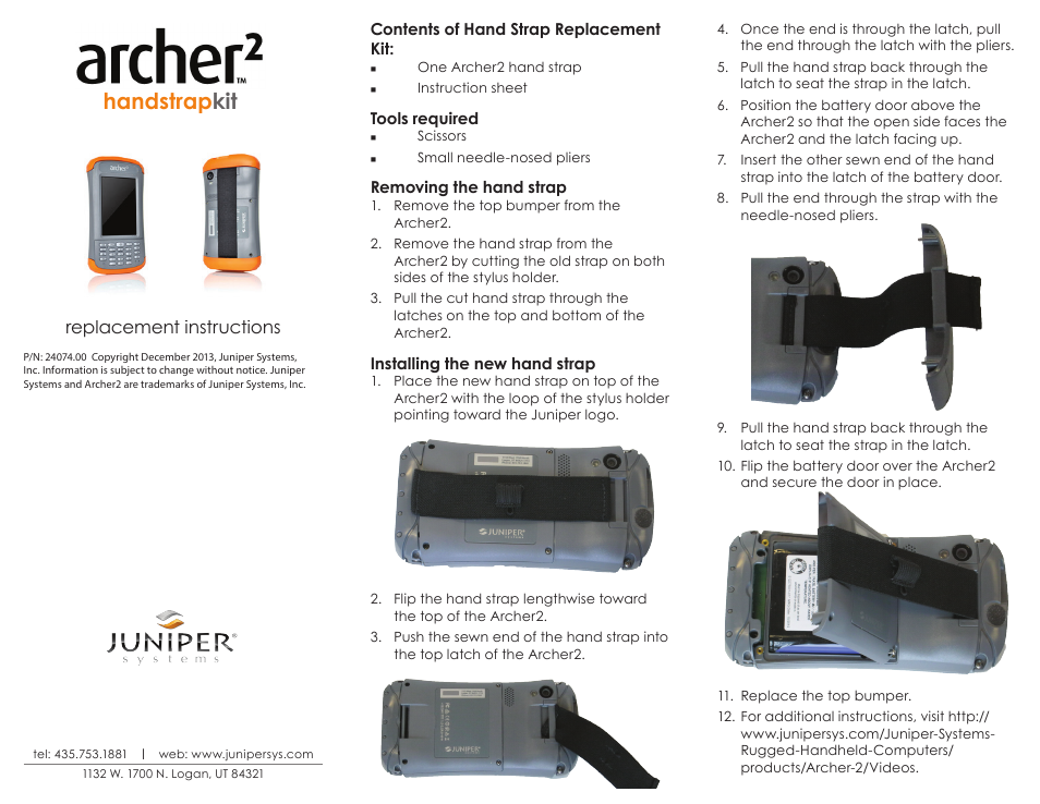 Juniper Systems Handstrap kit Archer 2 User Manual | 1 page