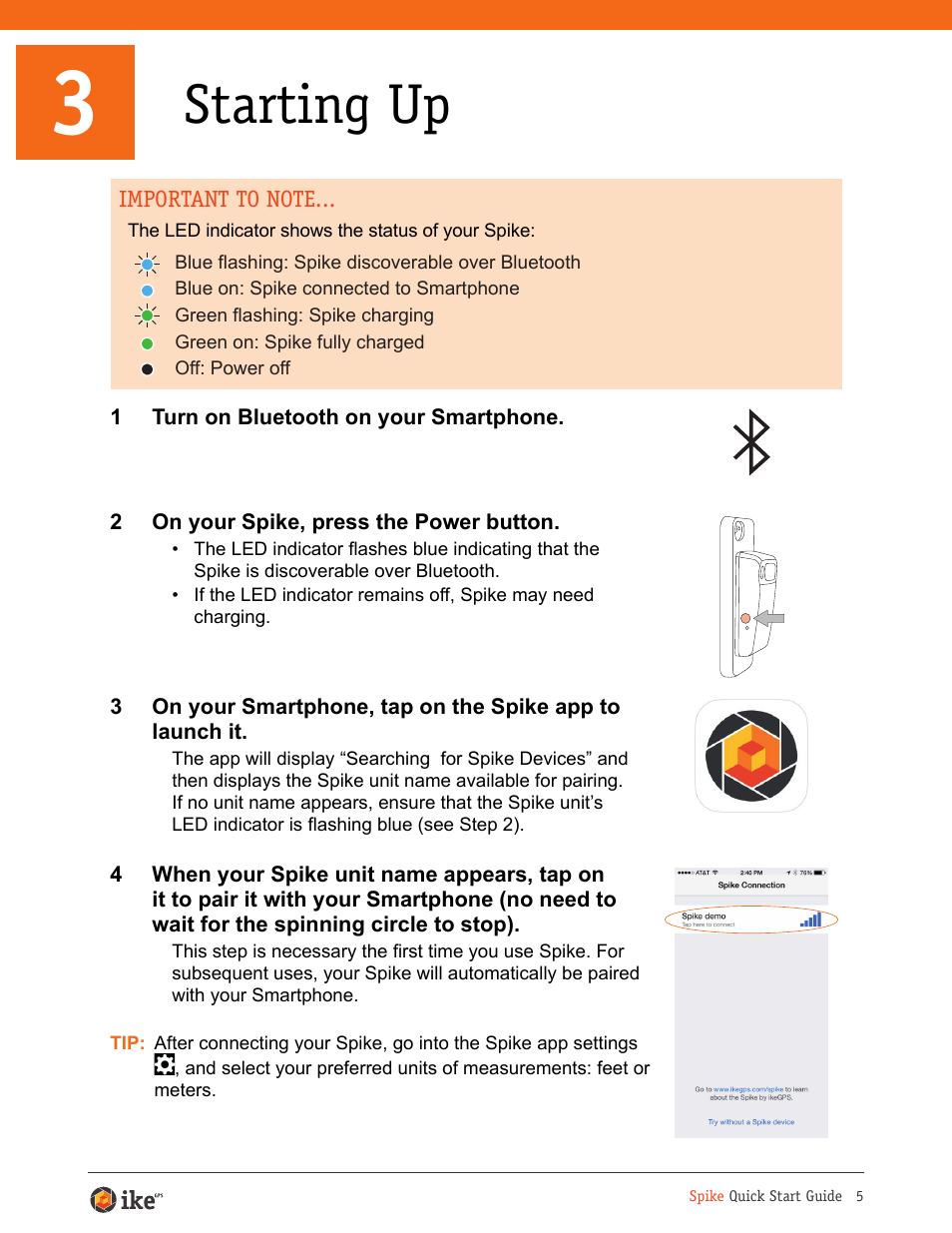 Starting up | Juniper Systems ikeGPS User Manual | Page 5 / 16