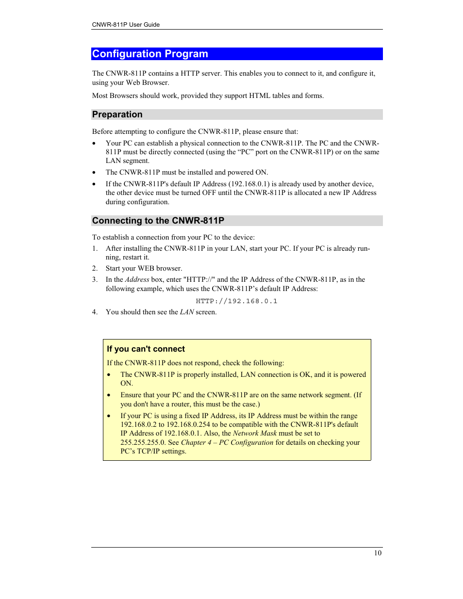 Configuration program | CNET CNWR-811P User Manual | Page 13 / 68