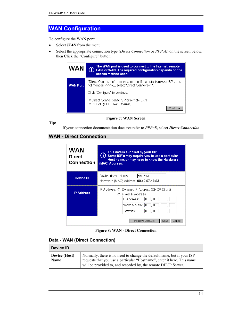 Wan configuration | CNET CNWR-811P User Manual | Page 17 / 68