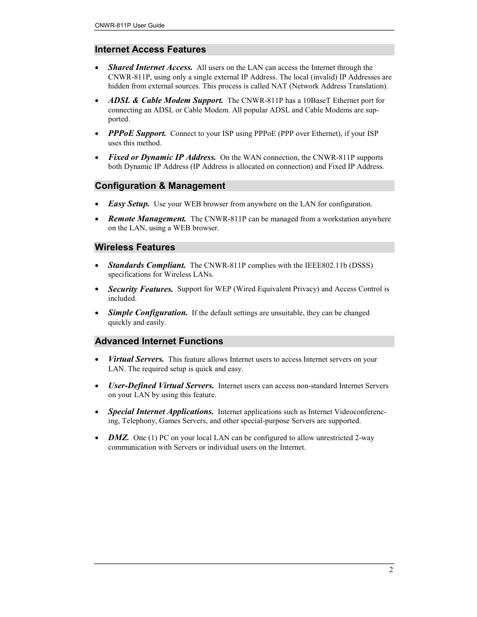 CNET CNWR-811P User Manual | Page 5 / 68