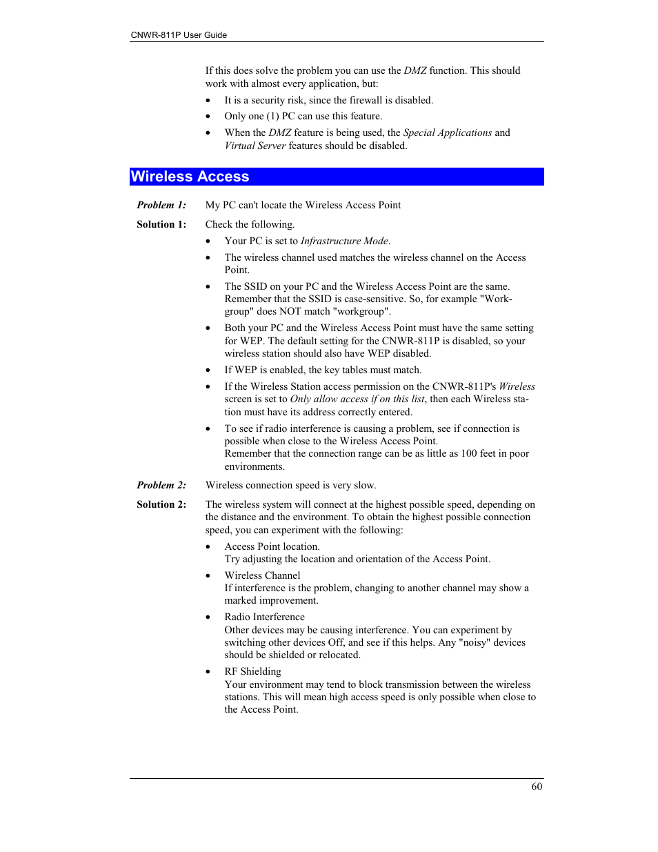 Wireless access | CNET CNWR-811P User Manual | Page 63 / 68