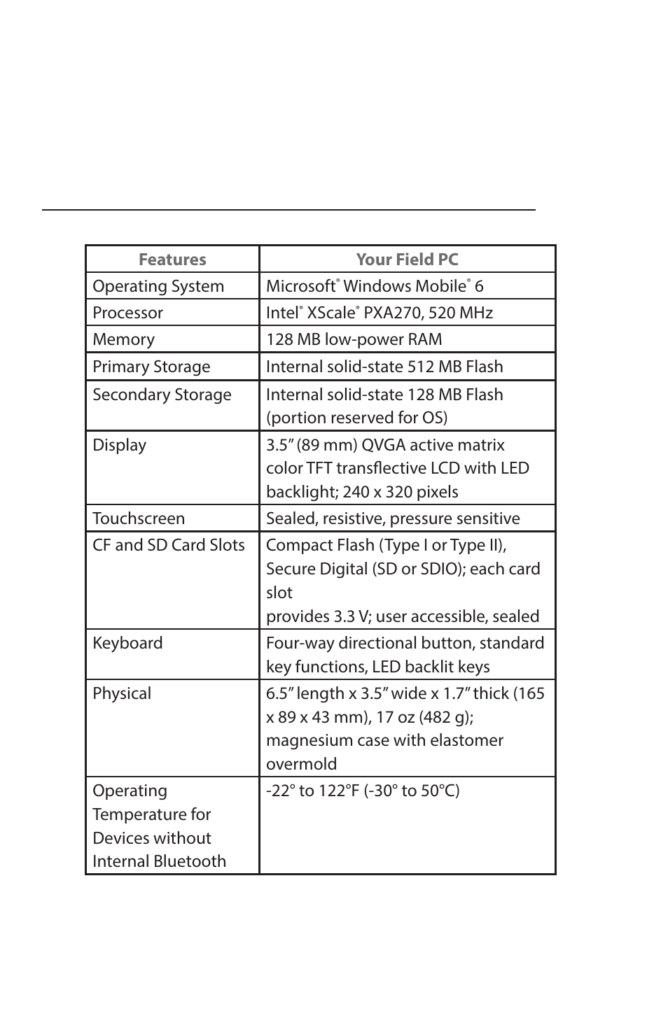 Product specifi cations, Appendix a | Juniper Systems Archer Reference Guide User Manual | Page 113 / 153