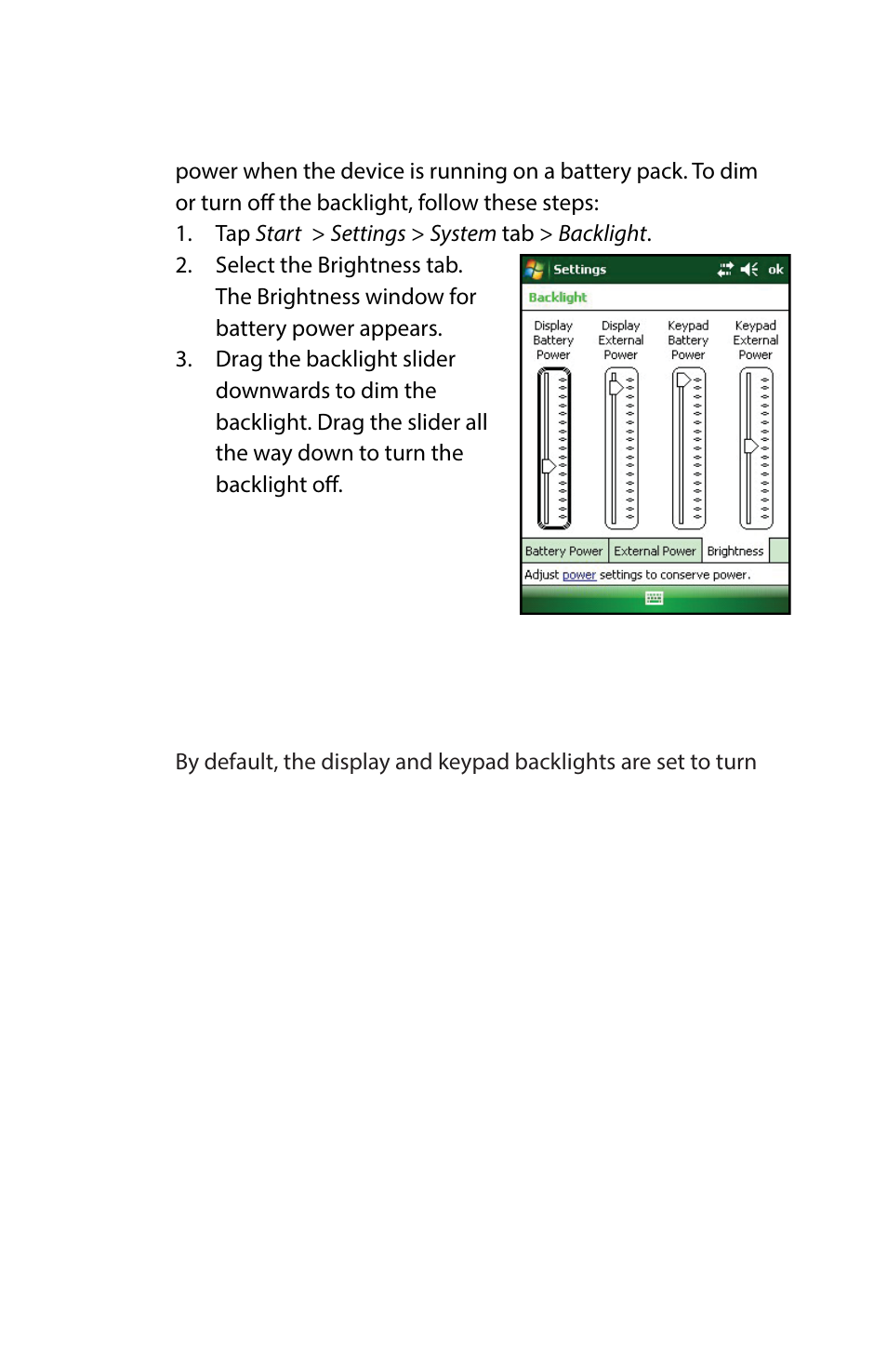 Adjusting the backlight timer | Juniper Systems Archer Reference Guide User Manual | Page 42 / 153