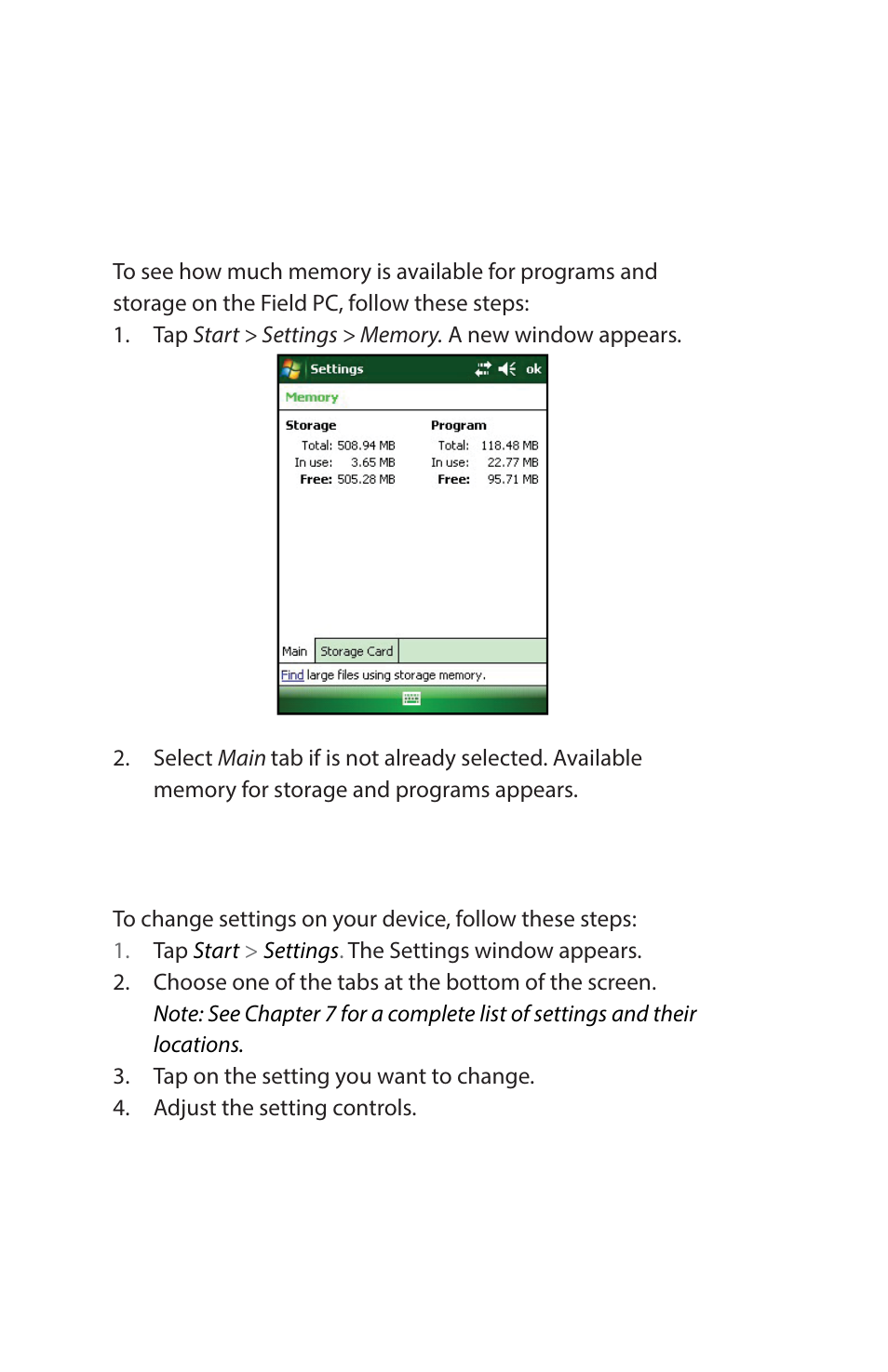 Changing settings | Juniper Systems Archer Reference Guide User Manual | Page 49 / 153