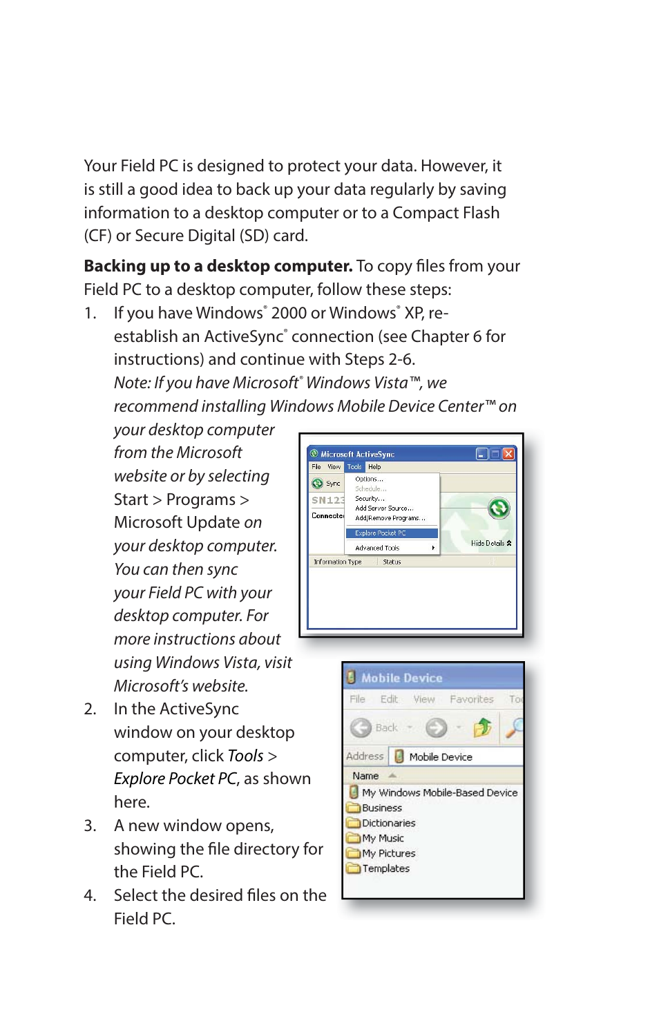 Backing up data | Juniper Systems Archer Reference Guide User Manual | Page 51 / 153
