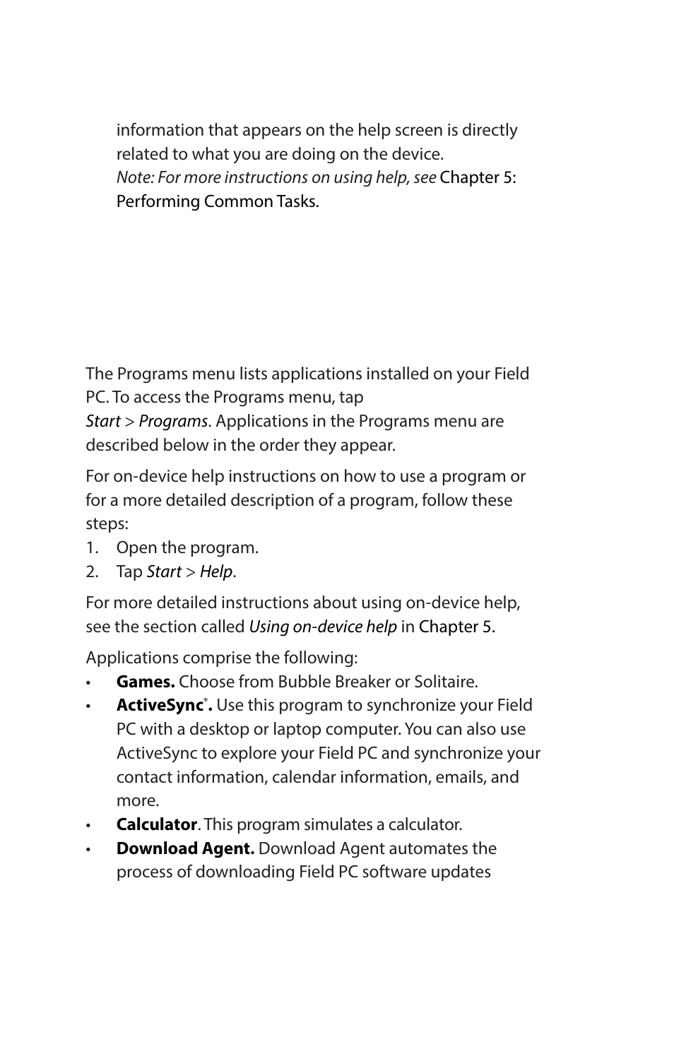 Understanding applications in the programs menu | Juniper Systems Archer Reference Guide User Manual | Page 63 / 153