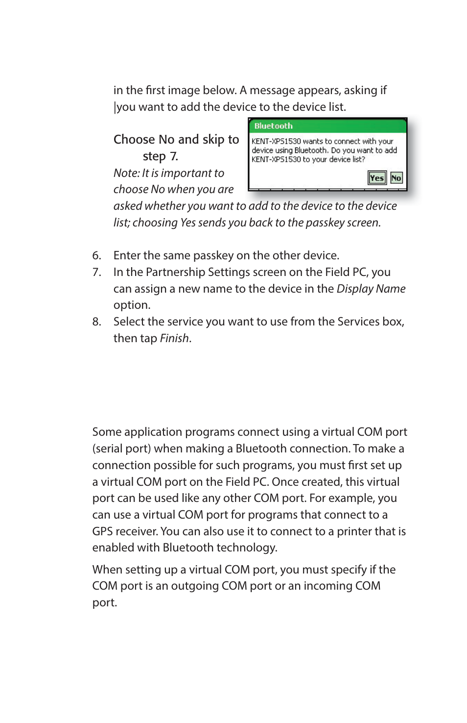 Bluetooth virtual com ports | Juniper Systems Archer Reference Guide User Manual | Page 74 / 153