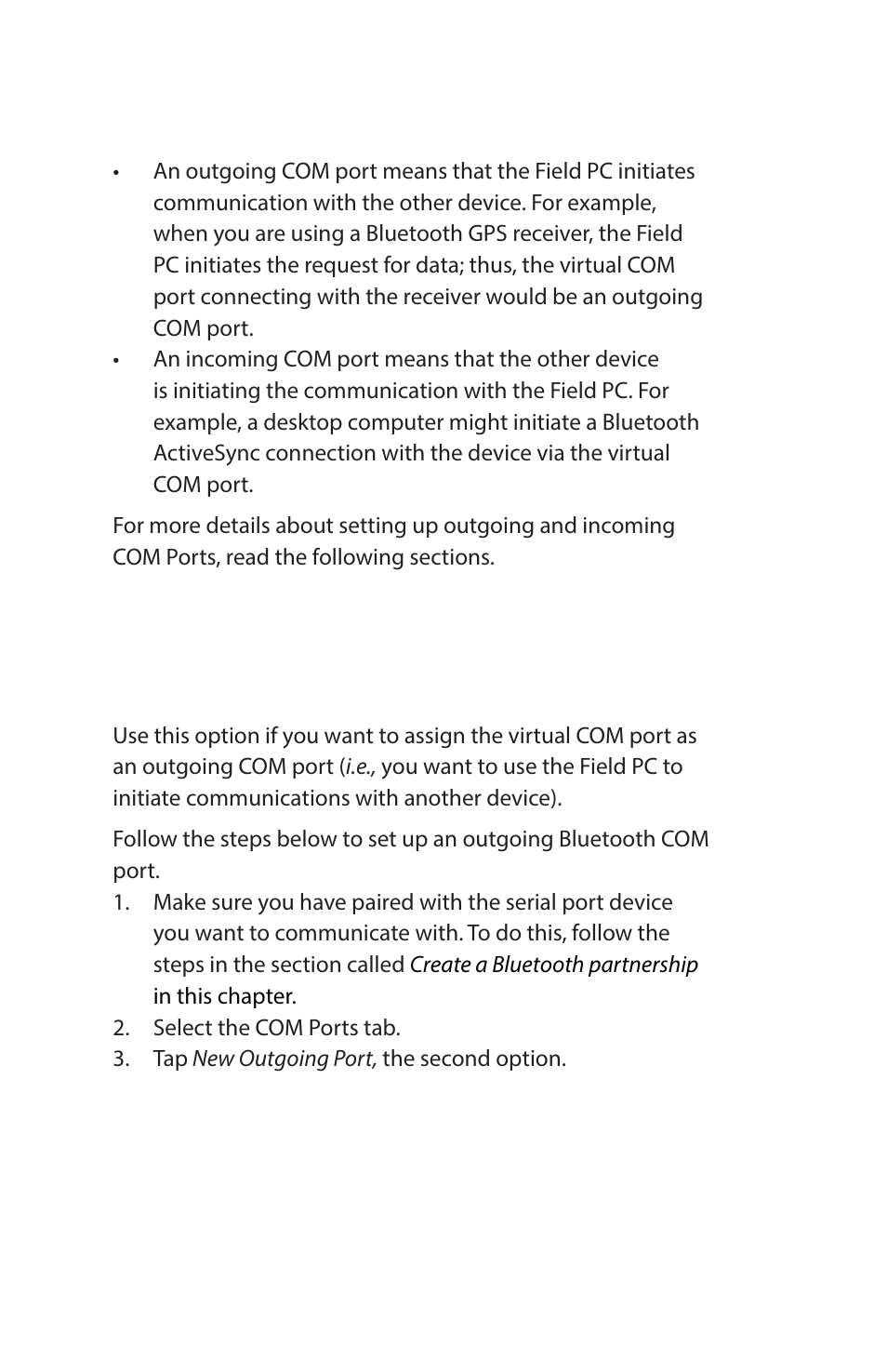 Set up an outgoing bluetooth com port | Juniper Systems Archer Reference Guide User Manual | Page 75 / 153