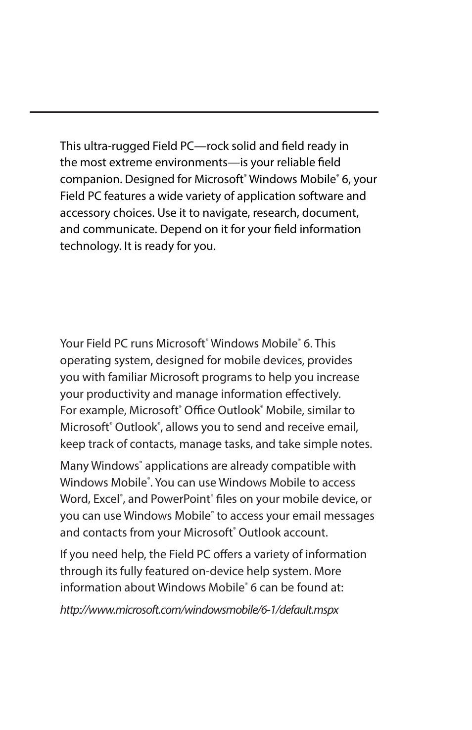 Introduction, Overview of windows mobile, Chapter 1 | Juniper Systems Archer Reference Guide User Manual | Page 9 / 153
