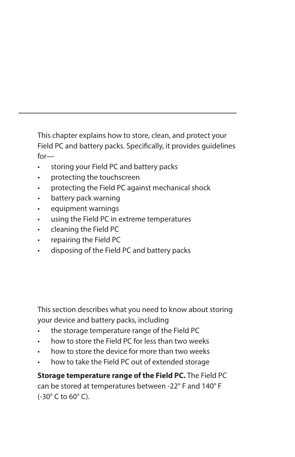 Caring for your field pc, Storing your field pc and battery packs, Chapter 10 | Juniper Systems Archer Reference Guide User Manual | Page 93 / 153