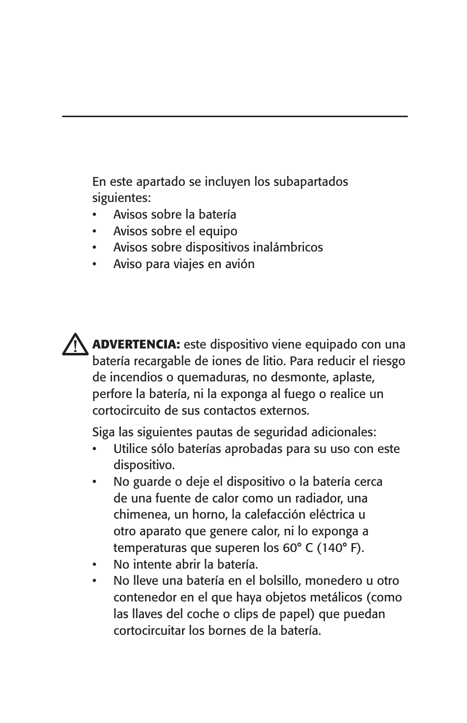 Avisos de seguridad, Avisos sobre la batería, Capítulo 3 | Juniper Systems Archer User Manual User Manual | Page 111 / 384