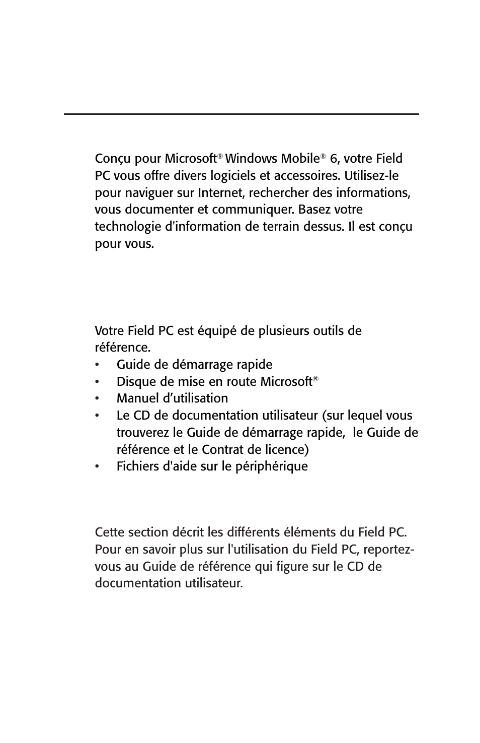 Introduction, Utilisation de la documentation, Présentation du field pc | Chapitre 1 | Juniper Systems Archer User Manual User Manual | Page 133 / 384