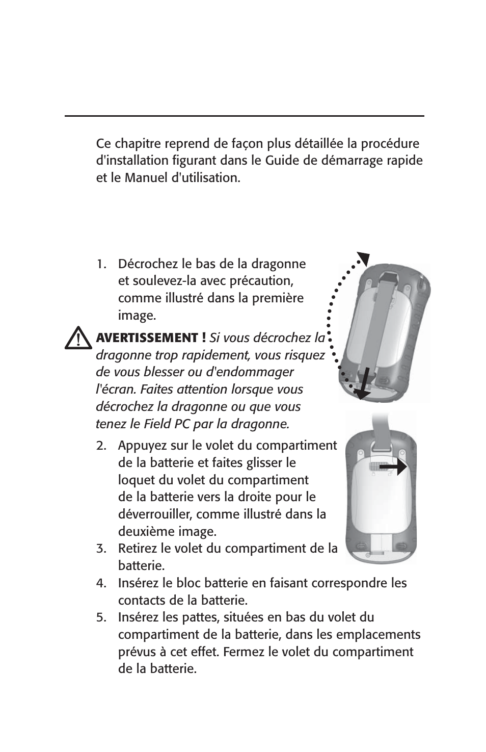 Mise en route, Étape 1 : installer le bloc batterie, Chapitre 2 | Juniper Systems Archer User Manual User Manual | Page 137 / 384