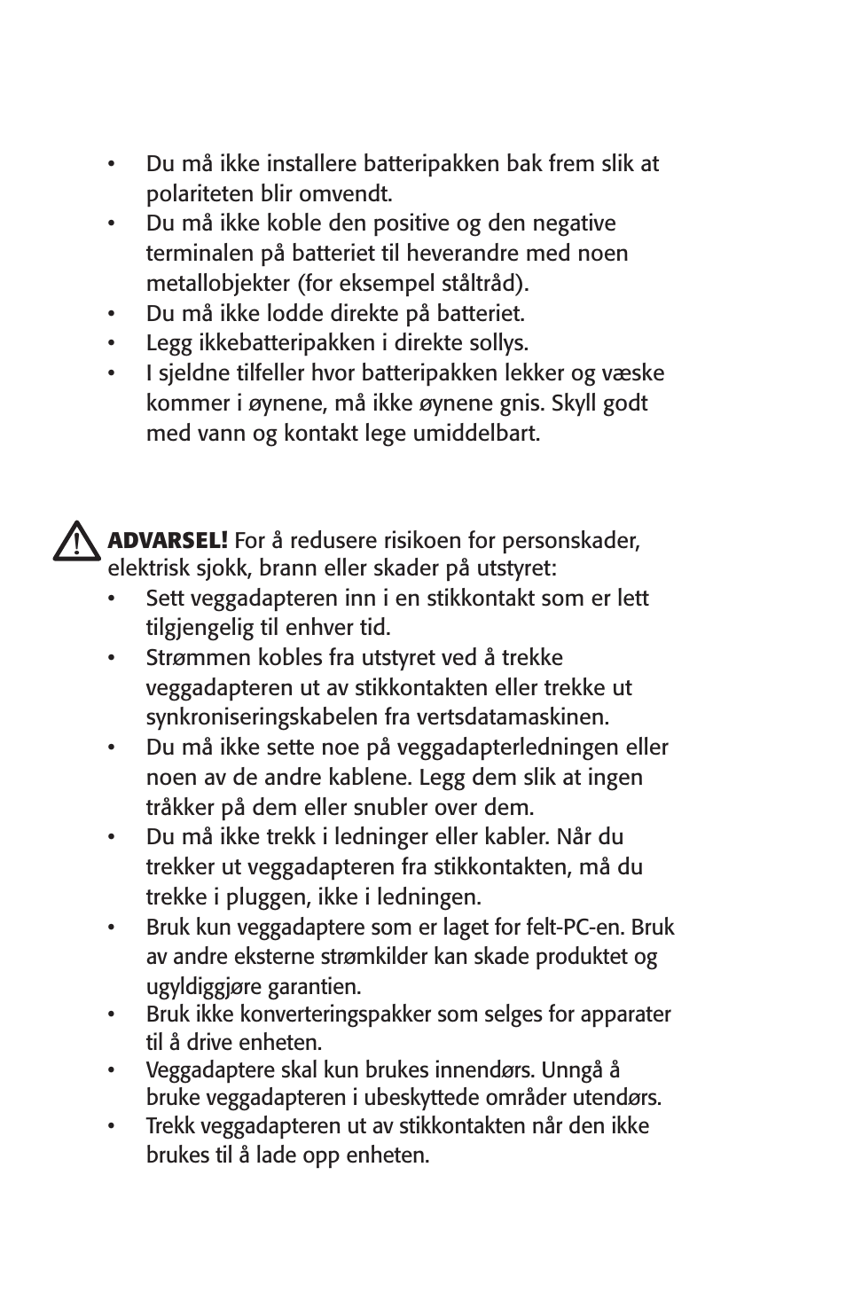 Utstyrsadvarsler | Juniper Systems Archer User Manual User Manual | Page 240 / 384