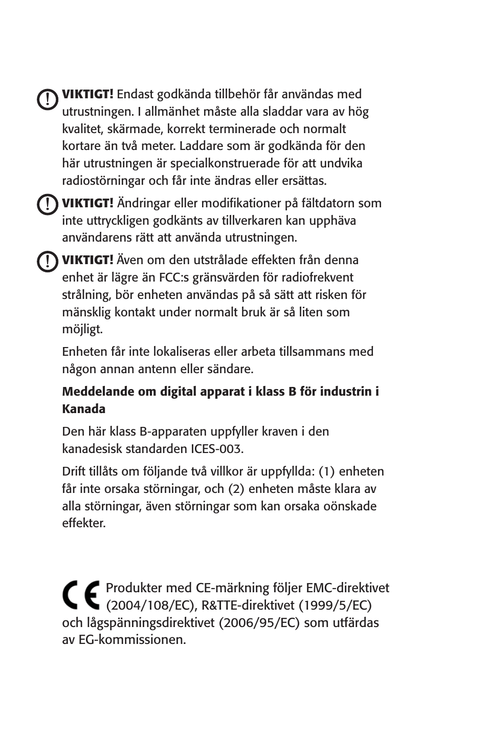 Ce-märkning | Juniper Systems Archer User Manual User Manual | Page 346 / 384