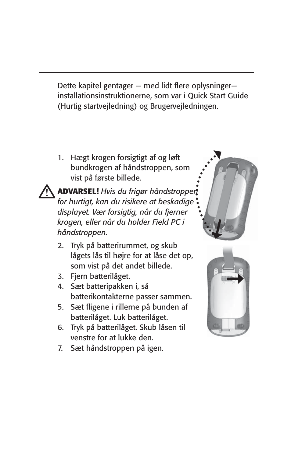 Kom godt igang, Punkt 1: isætning af batteripakken, Kapitel 2 | Juniper Systems Archer User Manual User Manual | Page 41 / 384