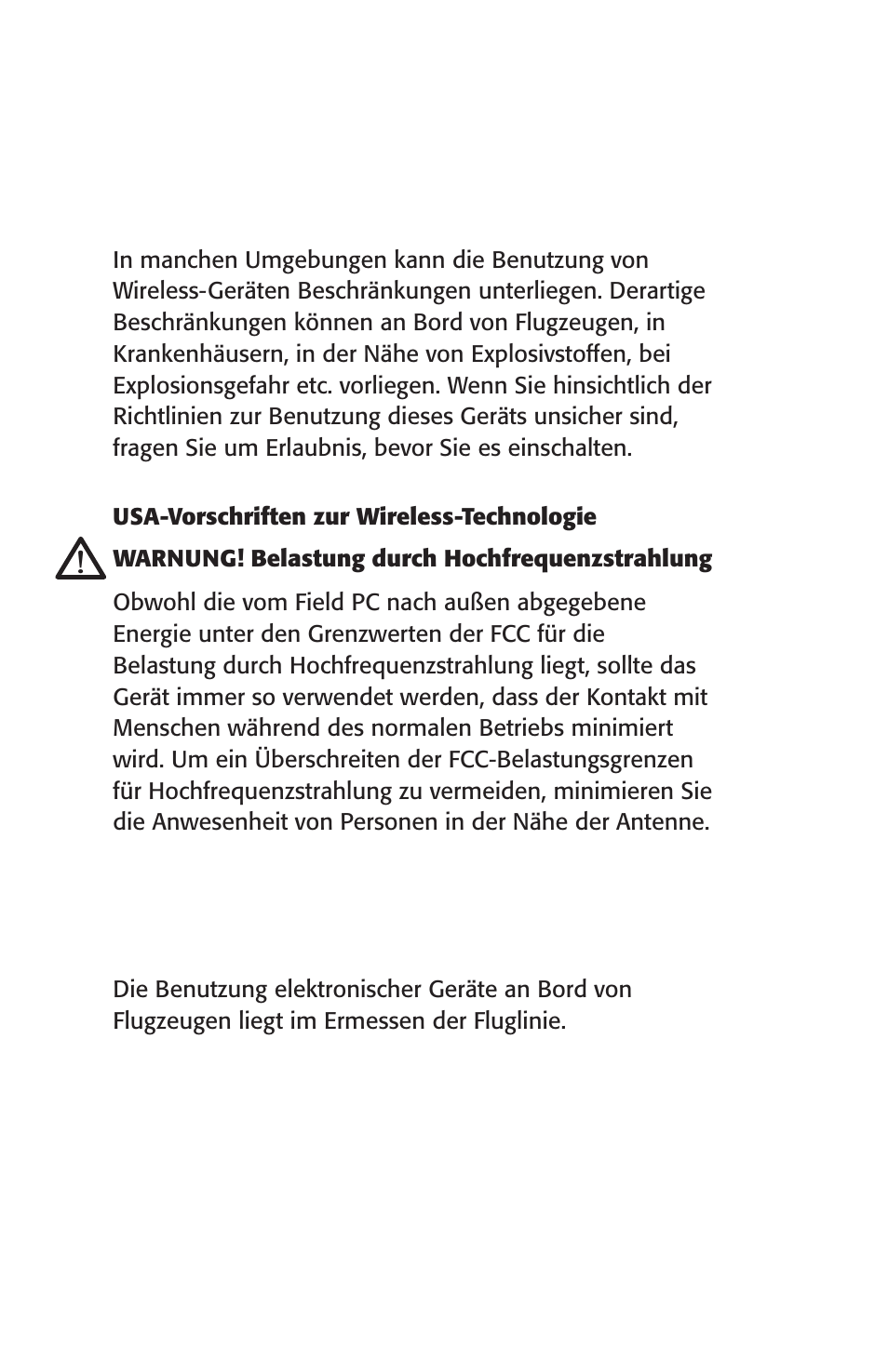 Hinweise zur wireless- technologie, Hinweise zum reisen in flugzeugen | Juniper Systems Archer User Manual User Manual | Page 82 / 384