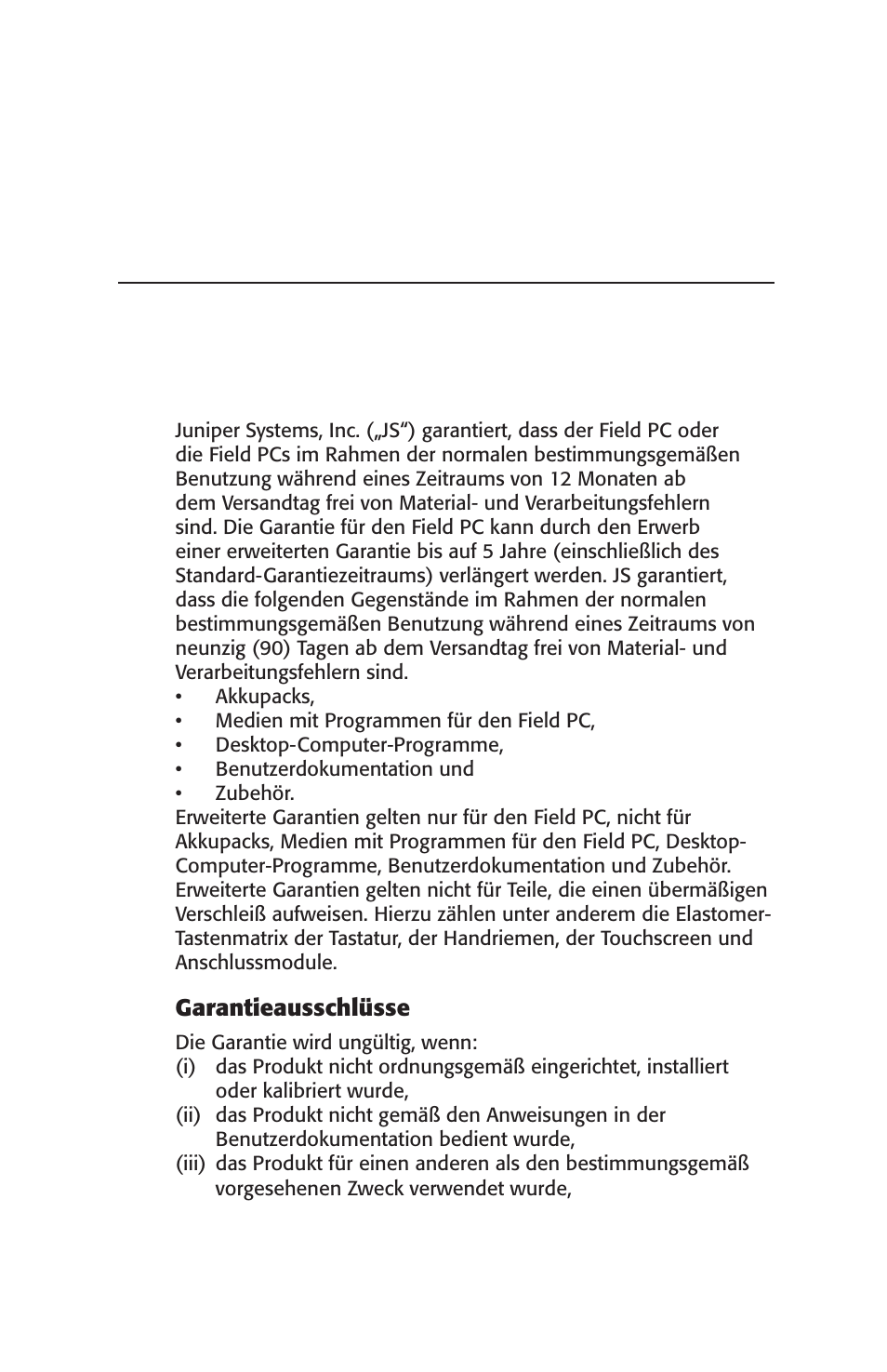 Standard- garantiebedingungen, Begrenzte produktgewährleistung, Anhang c | Juniper Systems Archer User Manual User Manual | Page 93 / 384