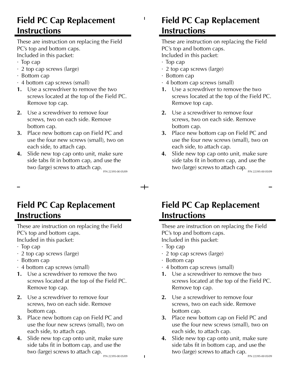 Juniper Systems Field PC Cap Replacement User Manual | 1 page