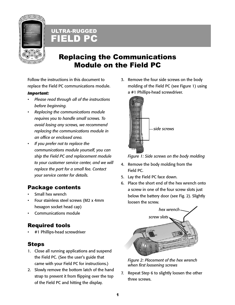 Juniper Systems Replacing the Communications Module on the Field PC User Manual | 2 pages