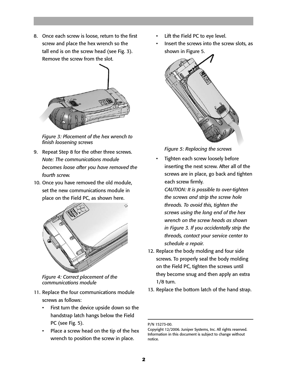 Juniper Systems Replacing the Communications Module on the Field PC User Manual | Page 2 / 2