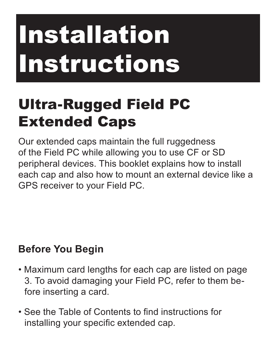 Juniper Systems ltra-Rugged Field PC Extended Caps User Manual | 16 pages