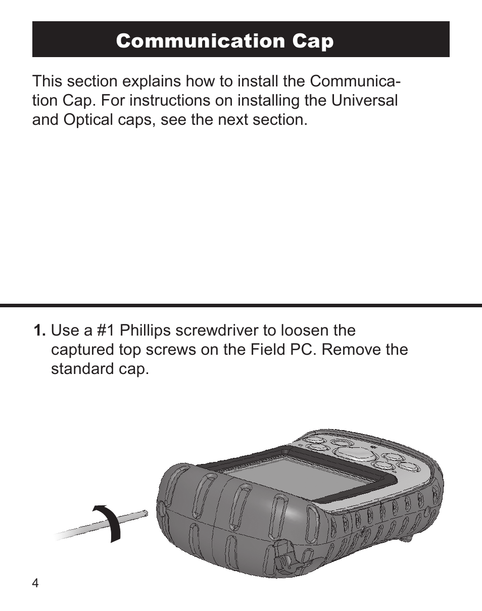 Communication cap | Juniper Systems ltra-Rugged Field PC Extended Caps User Manual | Page 4 / 16