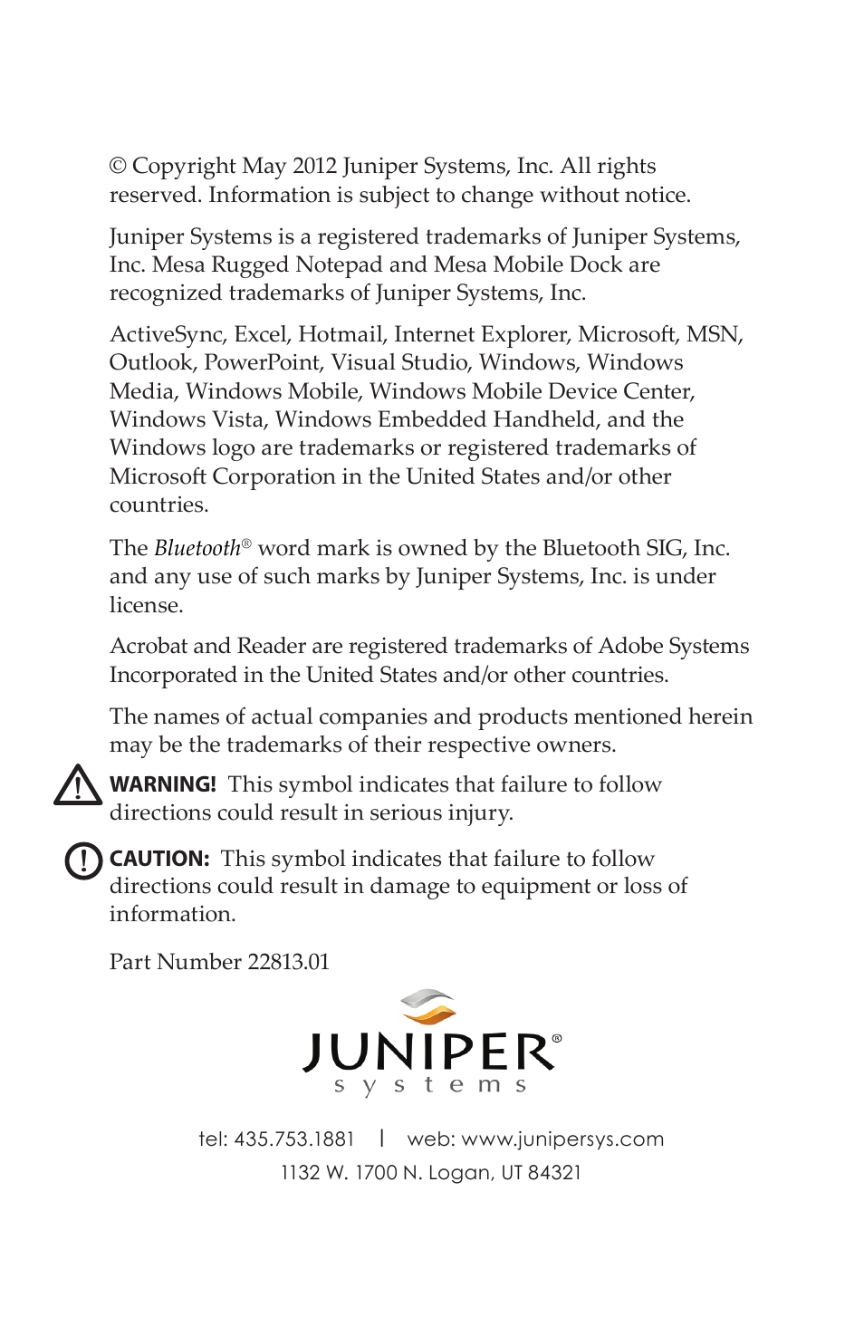 Juniper Systems Mesa User Guide User Manual | Page 2 / 112