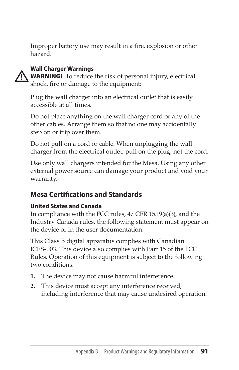 Mesa certifications and standards | Juniper Systems Mesa User Guide User Manual | Page 91 / 112