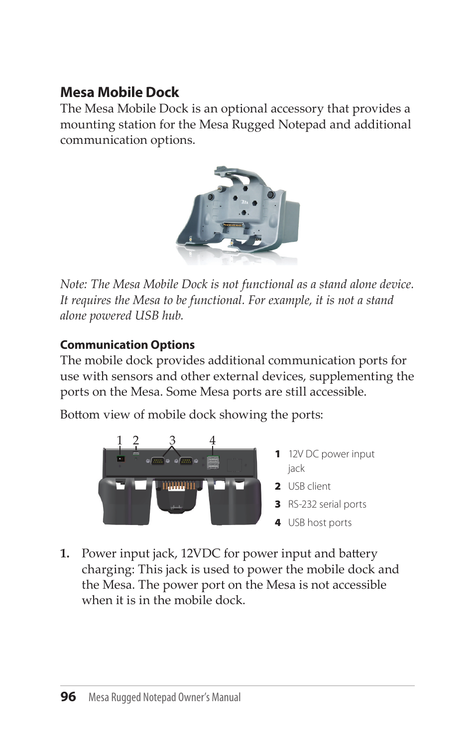 Mesa mobile dock | Juniper Systems Mesa User Guide User Manual | Page 96 / 112