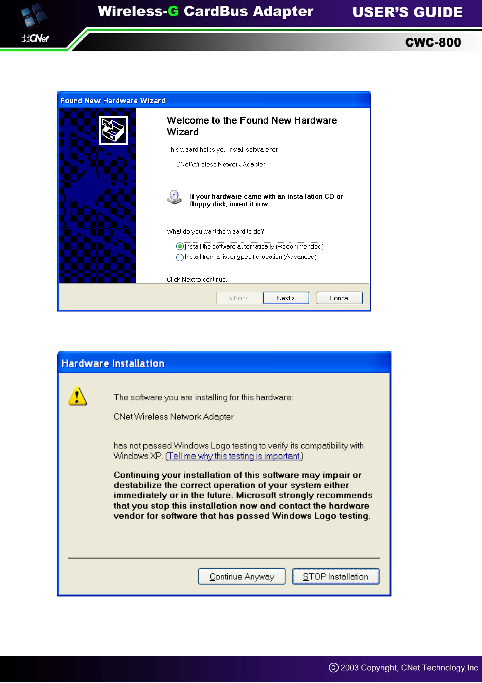 CNET Wireless-G CardBus Adapter CWC-800 User Manual | Page 10 / 22