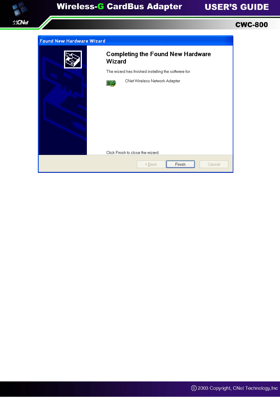 CNET Wireless-G CardBus Adapter CWC-800 User Manual | Page 11 / 22